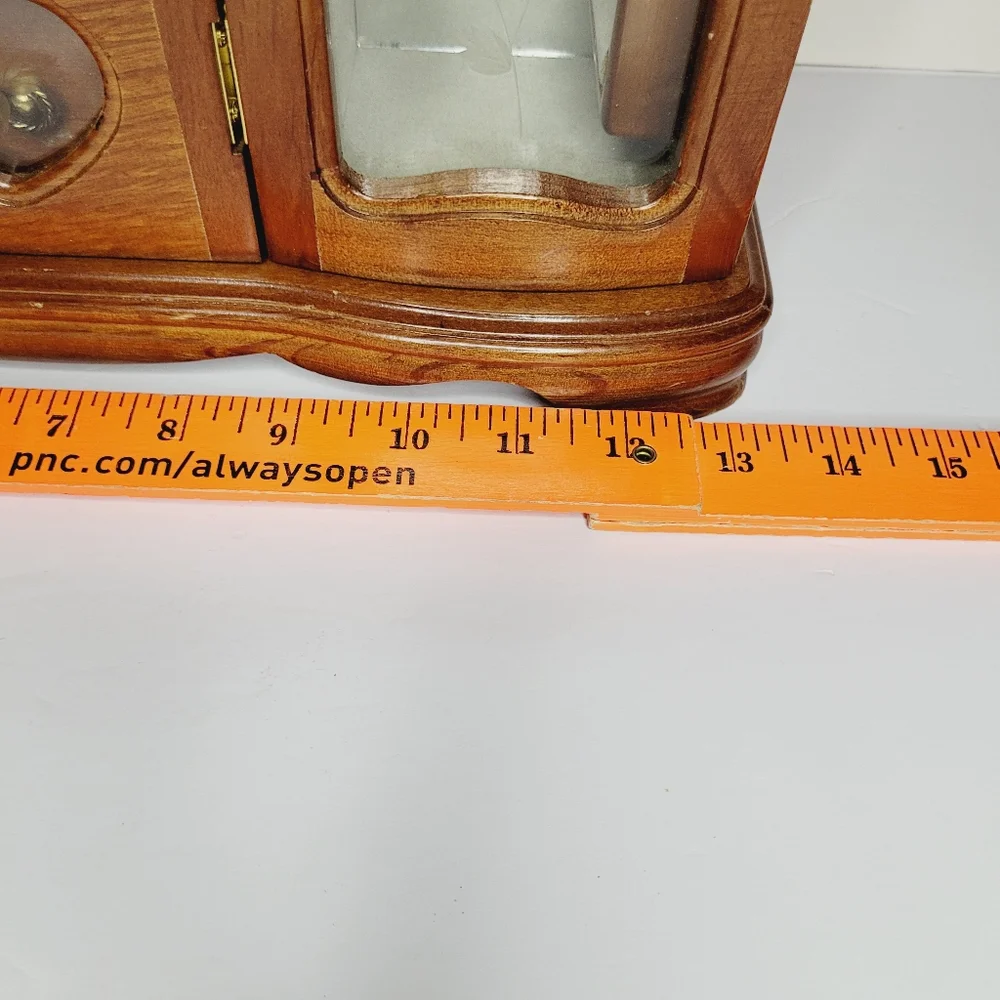 Vintage Wooden Jewelry Box Armoire Cabinet Etched Glass Doors Multiple Draws DIY